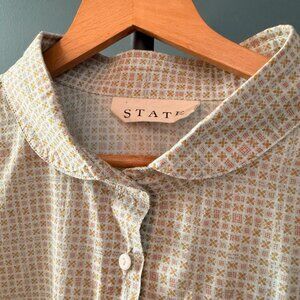 State the Label's Beautiful Boxy Blouse with a Soft Geometric Print
